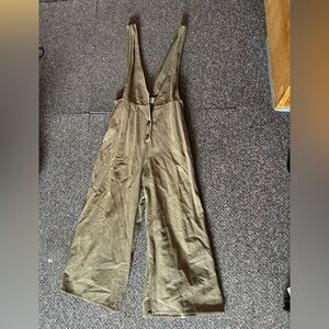 Olive Green Wide-Leg Overalls